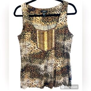 Alfani Cheetah Sequence Tank Top Size M